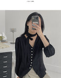 [Long sleeve ver.] Roman Tie V-neck Blouse