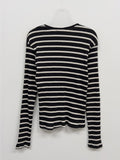 Ribbed Stripe V-Neck Tee