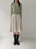 [Scarf SET] Tuyu boat neck slit crop knit
