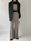 Ribbed Slit Boat Neck T-Shirt