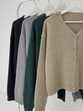 Lambswool V-Neck Cropped Cardigan