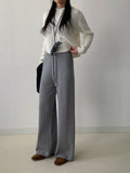 Sketch Ribbed Knit Long Wide Pants