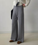 Sketch Ribbed Knit Long Wide Pants