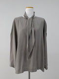 [Tie SET] Arc Raglan Round Blouse