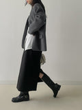 [wool90%] Sheffield no-collar wool loose fit coat jacket