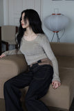 Mohair crop knit top