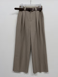 [Belt SET] With Two Tuck Wide Slacks
