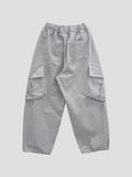 Peach Cotton Diagonal Cargo Balloon Pants