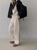 Shirring Hood Crop Padding Jumper