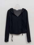 Pin-Tuck Hood Neck Slim Fit Tee