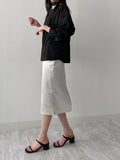 [Setup Available/Tie SET] Pin Round Loose Fit Blouse