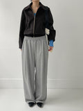 Curved suede short blouson