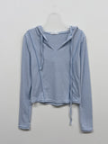 Pin-Tuck Hood Neck Slim Fit Tee