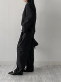 Striped One-Tuck Wide Slacks