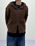 Mas cable hooded knit zip-up