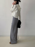 Sketch Ribbed Knit Long Wide Pants