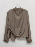 Hush Wrap Mock Neck Blouse