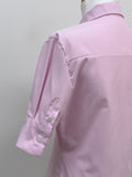 Pintuck Slim Fit Elbow Length Shirt