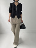 [Long sleeve ver.] Roman Tie V-neck Blouse