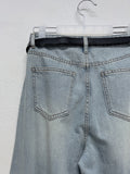 [Belt SET] Stun pin tuck wide denim pants