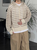 Punching Stripe Hooded Knit Zip-Up