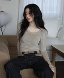 Mohair crop knit top