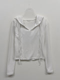 Pin-Tuck Hood Neck Slim Fit Tee