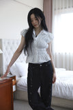 Line eyelet denim pants