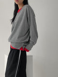 Slit Button V-neck Overfit Knit