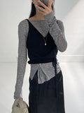 Double layered satin long skirt