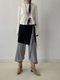 Sketch Ribbed Knit Long Wide Pants