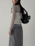 See-Through Shirring Layered Polar T-shirt