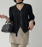 [Long sleeve ver.] Roman Tie V-neck Blouse