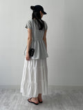 [Belt Bag SET] Smoke Sleeveless Frill Blouse