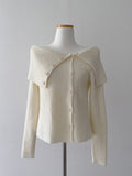 Unbalanced Button Off-Shoulder Knit