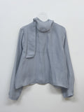 Sheer High Neck Tie Blouse
