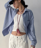 Striped Strap Long Shirt
