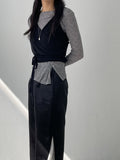 Double layered satin long skirt
