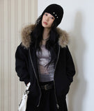 Wolf brushed hood zip-up