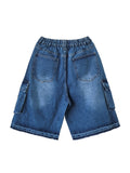 Cut Washed Cargo Bermuda Denim