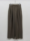 [Belt SET] With Two Tuck Wide Slacks