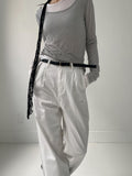 Deep U Neck Tencel See-through T-Shirt