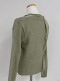 [Scarf SET] Tuyu boat neck slit crop knit