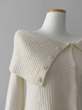 Unbalanced Button Off-Shoulder Knit