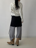 Sketch Ribbed Knit Long Wide Pants