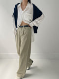 [Belt SET] Stern Pintuck Cotton Wide Pants
