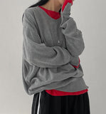 Slit Button V-neck Overfit Knit
