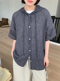 Newit check over hood short sleeve shirt