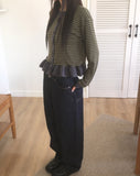 Peg Stripe Color Matching Frill Cardigan