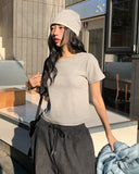 [U-BASIC] Ollie Brushed Round Crop Short Sleeve